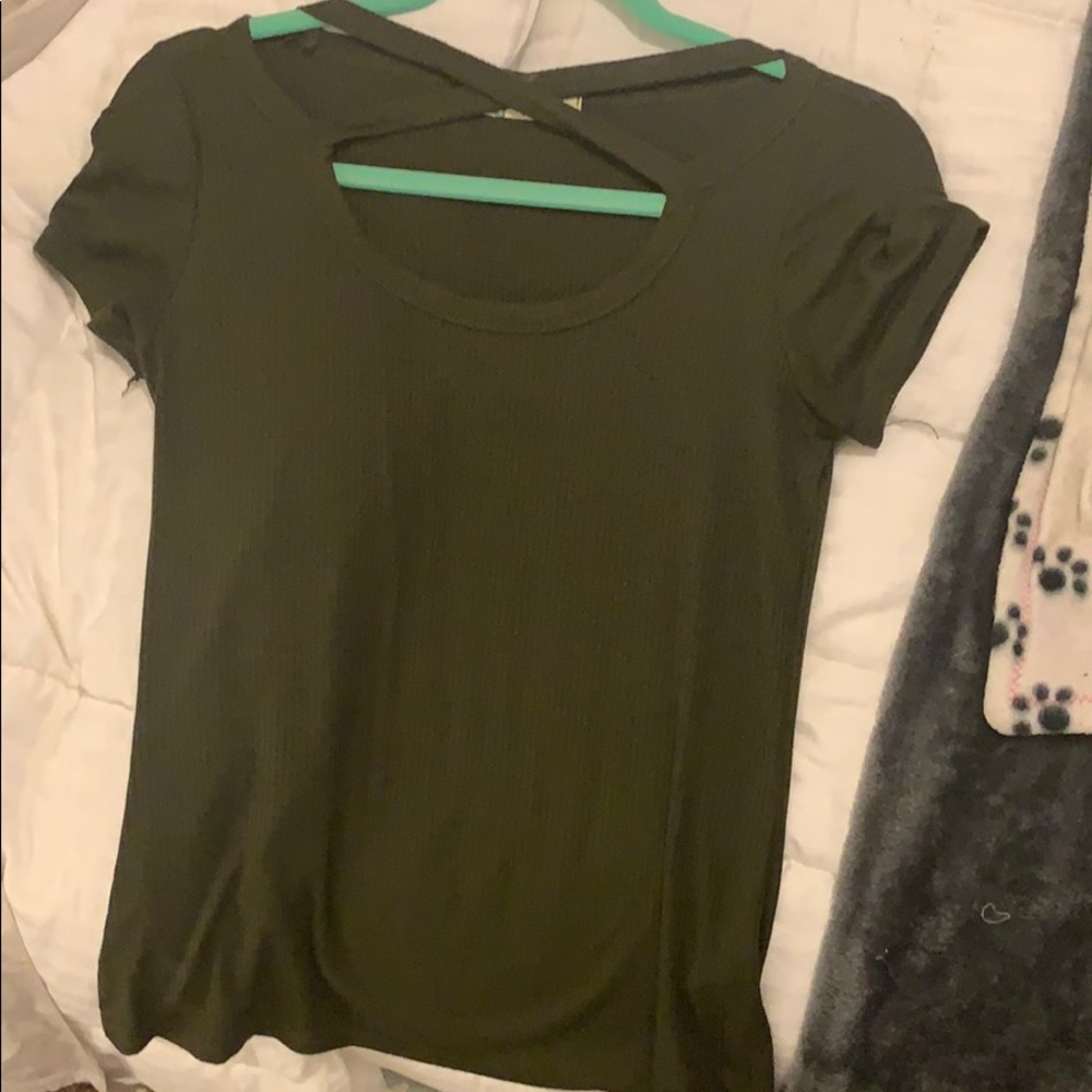Forever 21 olive criss cross front top